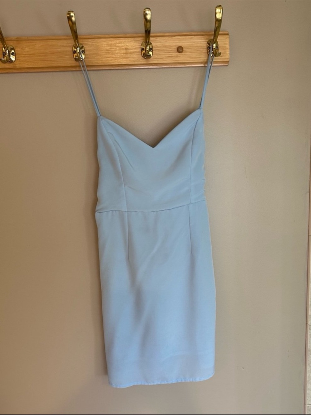 Hello Molly Pale Blue Spaghetti Strap Mini Dress With Tie Bow Back